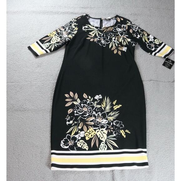 New Mlle Gabrielle Dress Womens 2x Floral Print Striped Pull On - Picture 1 of 7